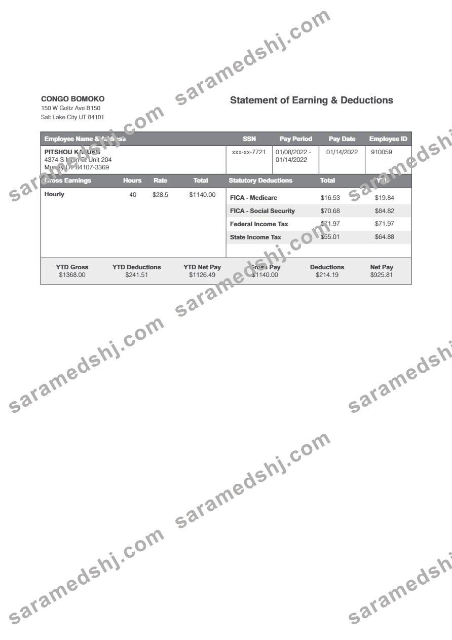 Congo Bomoko statement of earning & deductions template in Word and PDF formats.pdf, 4